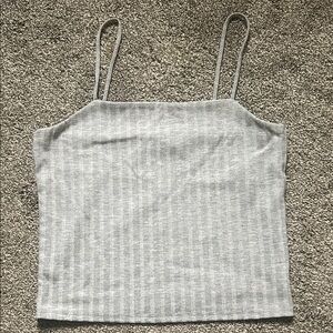 SO Light Grey Ribbed Spaghetti Strap Tank Top